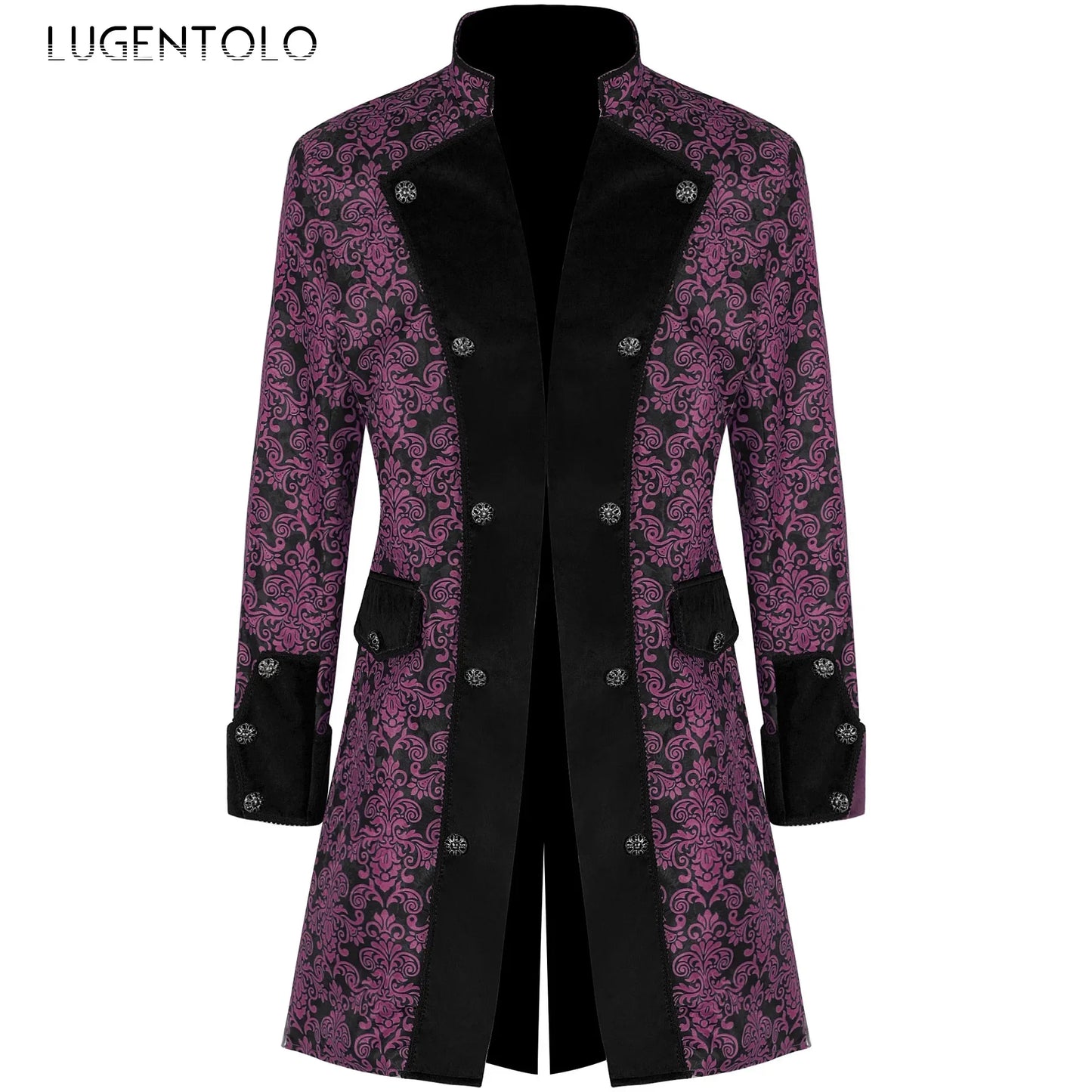 Men Steampunk Coat Tuxedo Medieval Costume Jacket Halloween Retro Renaissance Victorian Party Male Stand Collar Fashion Tailcoat