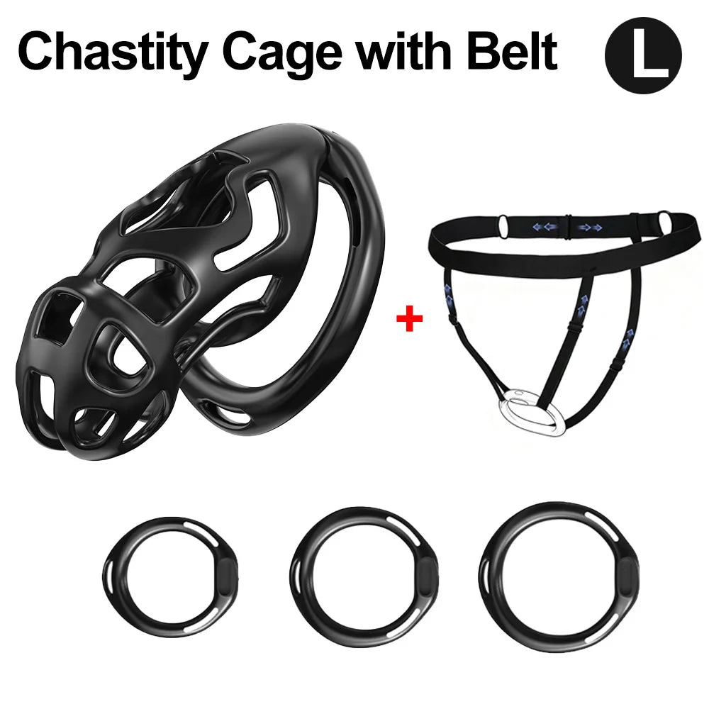 Male Chastity Cage with 3 Rings Cock Cage Adult Sex Toy Penis Bondage Urethral Lock Male Cuckold Erotic Couple BDSM Toy Cock Cag