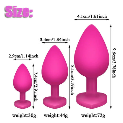 3Pcs Set Butt Anal Plug With Crystal Sex Toys for Women Men Soft Silicone Erotic Massager Stimulator Dildo Adult Product Plug