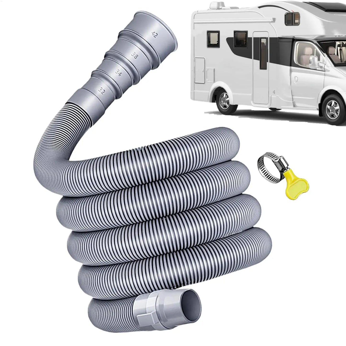 Foldable Caravan Sewer Plumbing Kit with Adjustable Adapter and Clamp Leak-Proof RV Hose Flexible drain hose for motorhomes