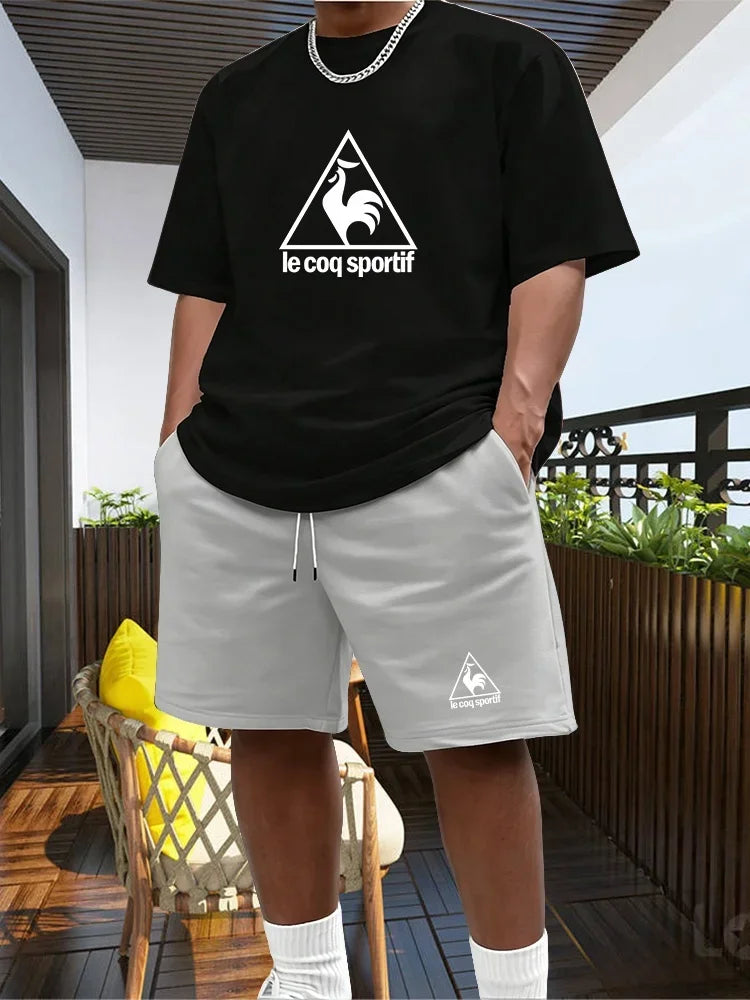 Men's Two-piece Sportswear Short Sleeved T-shirt and Pants Set Running and Fitness Sportswear 2026 Summer Big Discount