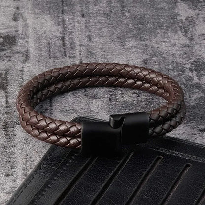 Trendy Leather Bracelets Men Stainless Steel Braided Rope Bracelets For Male Bracelets Jewelry