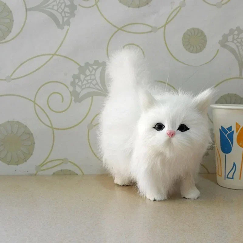 Cute Simulation Cat Plush Toys Soft Stuffed Kitten Model Fake Cat Realist Animals For Kids Girls Birthday Valentine's Day Gift