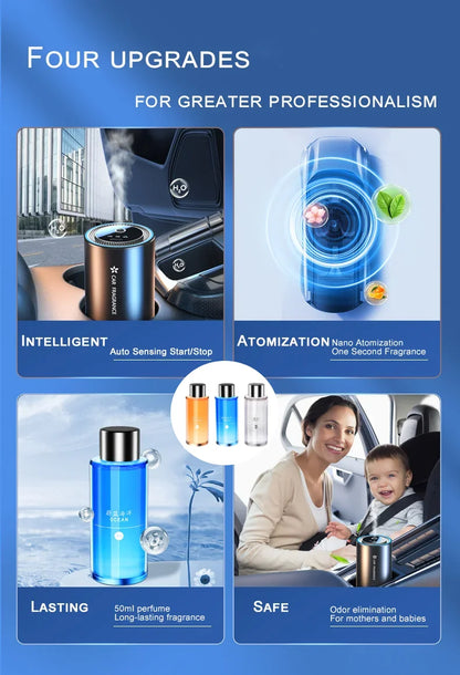 50ML Car Perfume Diffuser Smart Car Air Diffusers Adjustable Concentration 50ml Essential Oil Diffuser Rechargeable Fragrance