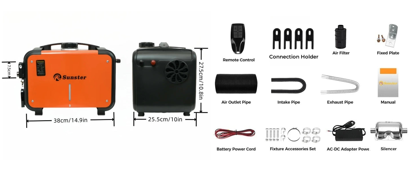 8KW 12V&24V&110-240V Diesel Air Heater With Bluetooth App,LCD Switch,24Hours Timing For Car Trailer Truck Diesel Parking Heater