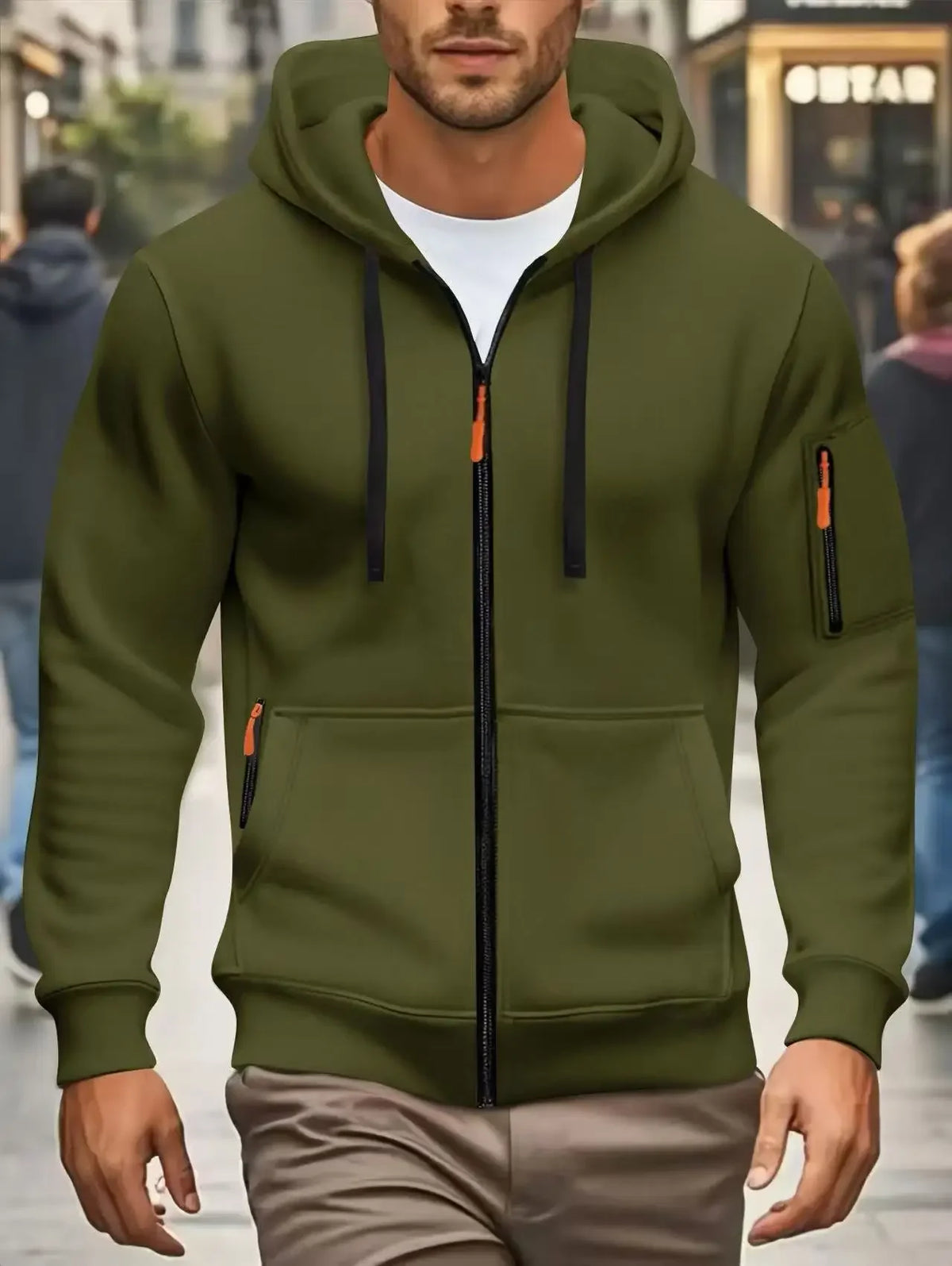 Men Autumn and Winter New Hoodies Long Sleeve Sweatshirt Pocket Zipper Design Hooded Sweatshirt Men Sportswear Casual Jacket