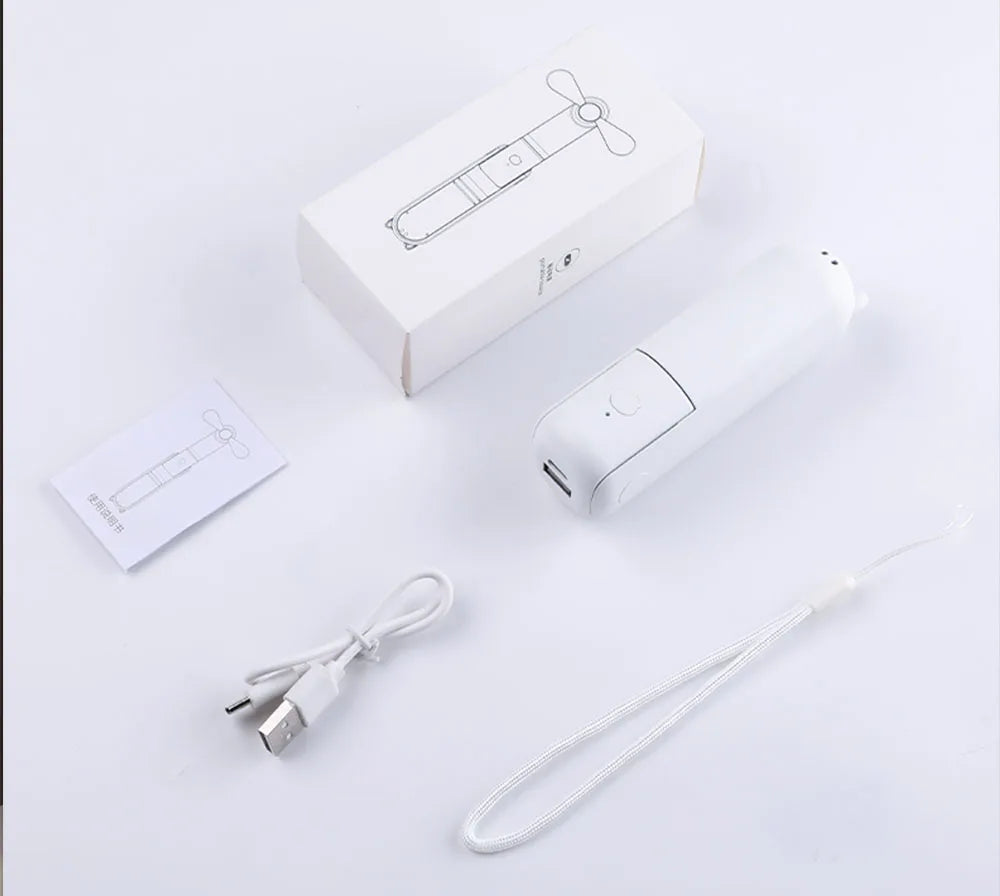 Nešiojamas ventiliatorius, super mini delninis ventiliatorius, įkraunamas USB laidu, sulankstomas, mažas kišeninis ventiliatorius su 2000 mAh išorine baterija, 3 greičio lygiai