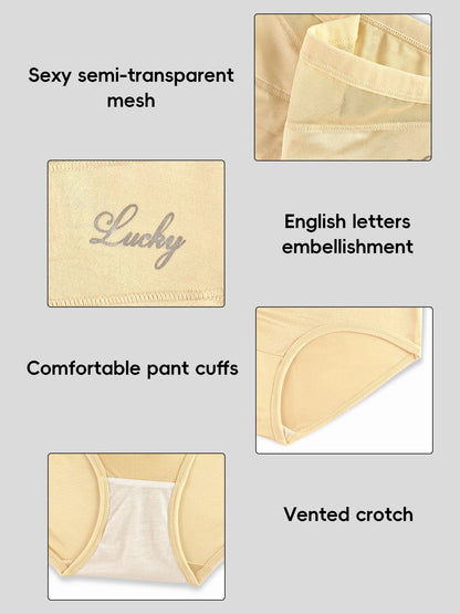 Hot Sale High Waisted Women's Panties Breathable Mesh Cross Tummy Cinching No Trace Triangle Panties Tummy Tuck Shaper