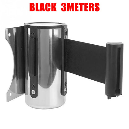 1pc Retractable Ribbon Barrier Crowd Control Outdoor Stainless Steel Wall Mount Red Belt Sport Stanchion Queue Rope Barriers