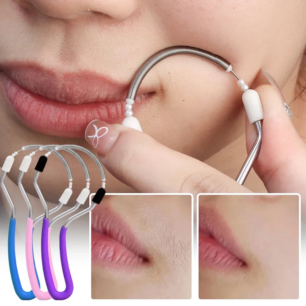 Face Epilator Fine Hair Fetal Hair Manual Spring Facial Hairs Removal Painless Remove Unwanted Hair on Upper Lip Chin Neck Tools
