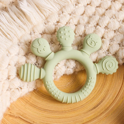 BPA-Free Baby Silicone Teether Sensory Toy Food-Grade Chewable Toy Teething Ring Easy-Grip Infant Teething Toy Newborn Gift