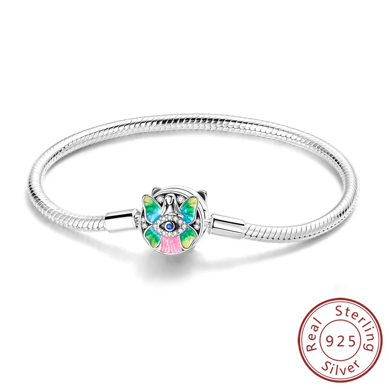 Original 925 Sterling Silver Bracelets 17-20CM Love Heart Flowers Butterfly Charms Beads Bracelet For Women Fashion Jewelry Gift