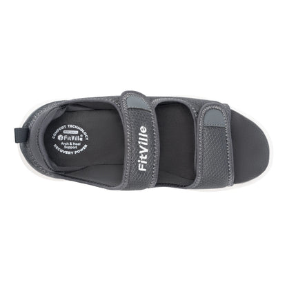 FitVille Men'S Sandals Summer Flat Shoes Widened Elderly Casual Shoe Breathable Lightweight For Plantar Fasciitis Pain Relief