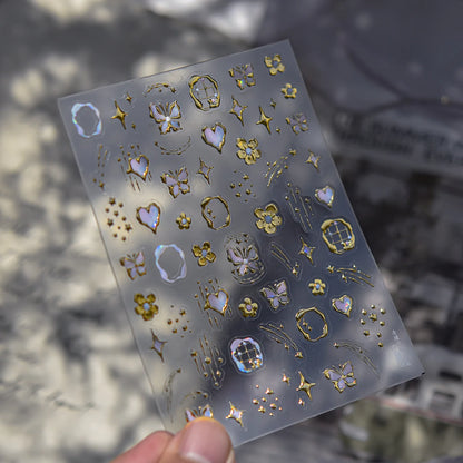 Exquisite Stars Love Garland Stickers Nail Art Decoration 5D Metal High Quality Dreamy Self Adhesive Nail Stickers 3D Decals DIY