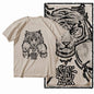 G41 Beige Vintage 100% Cotton Tiger Printed Men's T-shirt |  Streetwear Big Size Cool O-neck men's Tee Tshirt