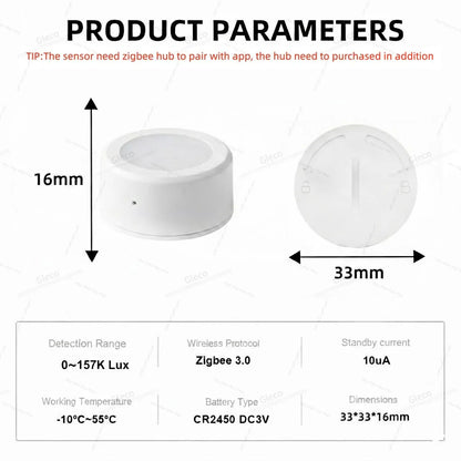 Zigbee Smart Light Sensor Illumiance Detector Real-Time LUX Brightness Monitoring Smart Home Automation For TUYA Smart Life Z2M