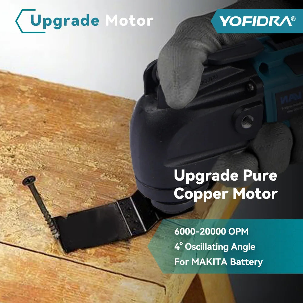 YOFIDRA 6 Gears Electric Saw Oscillating Multi Function Tool Cordless Trimmer Shovel Woodworking Cutting Machine For Makita 18-21V Battery Pin