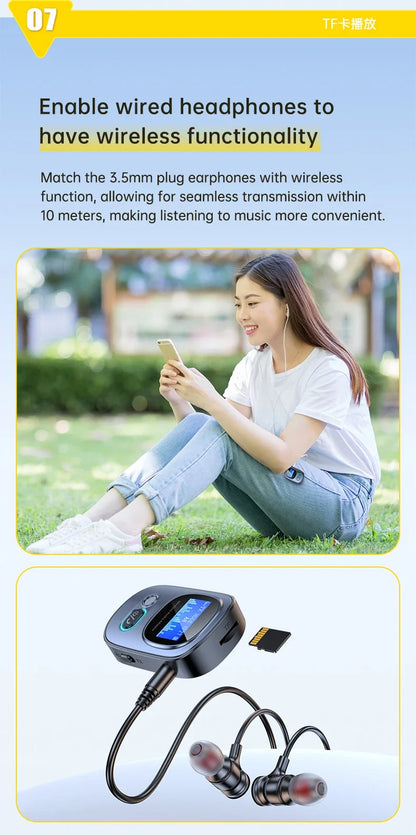 VIKEFON Car AUX Bluetooth Audio Receiver Transmitter TF Card Jack RCA Airplane Wireless Adapter Mic for TV PC Headphone Speaker