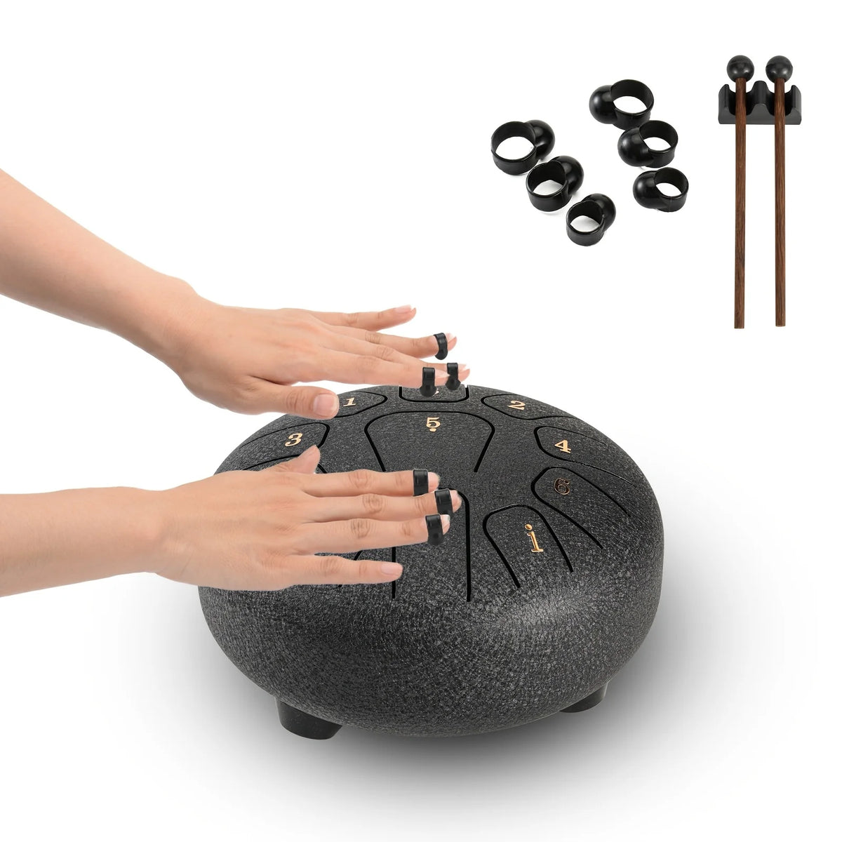 Miwayer 6" Steel Tongue Drum Gift Set | 11-Note Sound Healing Instrument w/Tuning Kit | Yoga/Meditation/Anxiety Relief Tool