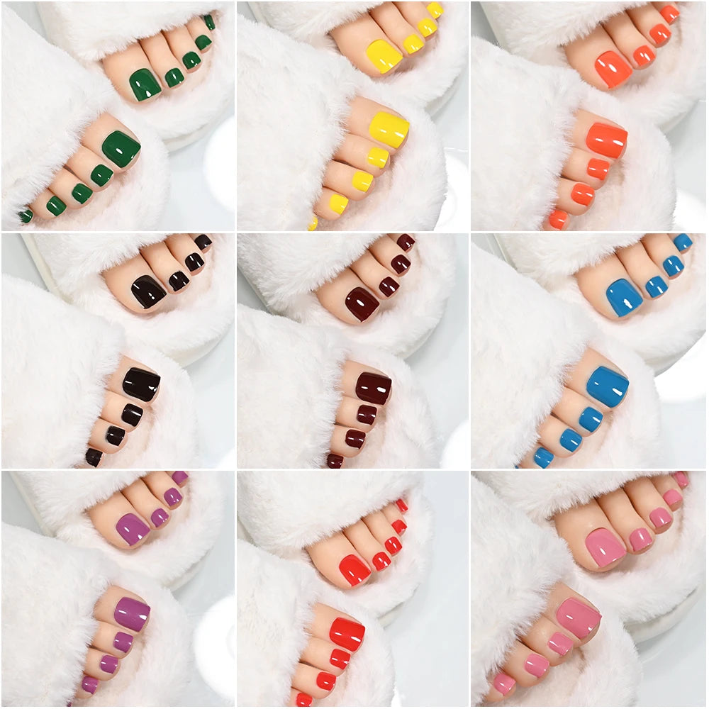 22Tips Solid Color Self-adhesive Gel Stickers for Toe Nails Waterproof Long-lasting Toenail Stickers Toe Full Cover Toenail Wrap