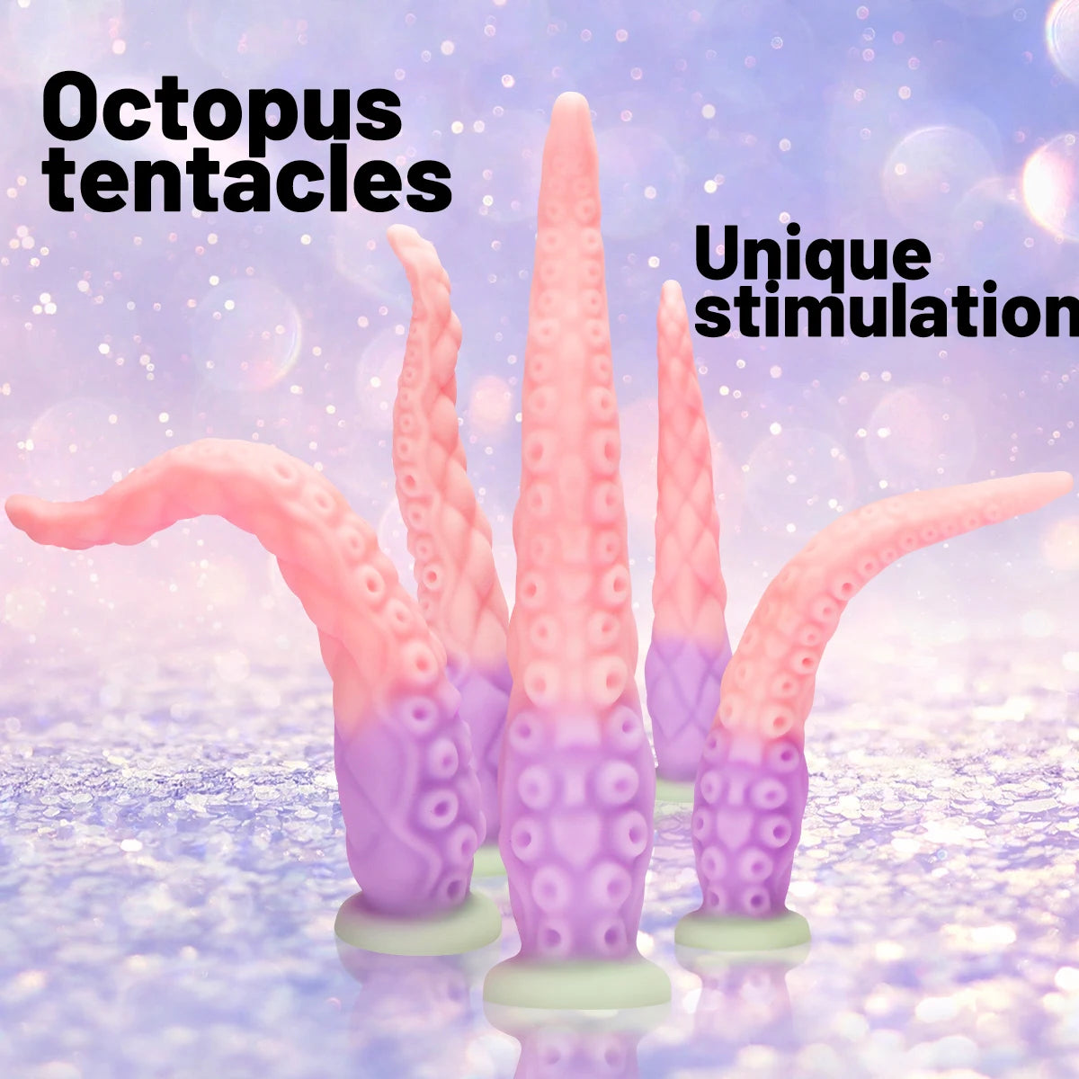 Different Size Tentacles Anal Plug Adult Sex Toy G-spot Clitoris Anal Area Stimulation Made of Soft and Safe Liquid Silicone.