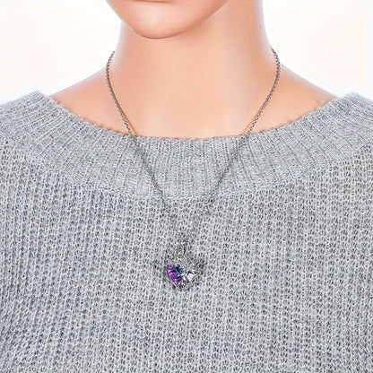 Heart Tree of Life Urn Necklace for Ashes Cremation Jewelry Crystal Memorial Mothers Day