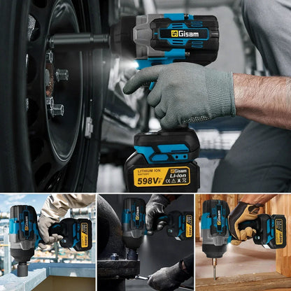 Gisam 2800N.M Brushless Electric Wrench 1/2 Inch Cordless Impact Wrench Electirc Screwdriver Drill For Makita 18V Battery Pin