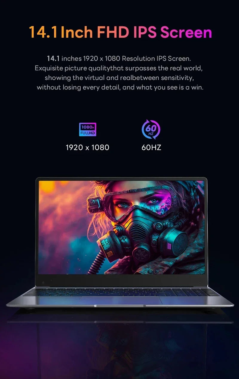 2026 New 14.1' Ultra Slim Laptop 16GB RAM 1/2TB SSD Windows 11 Pro Core I9-10980HK Notebook HD Games Office Study Computer