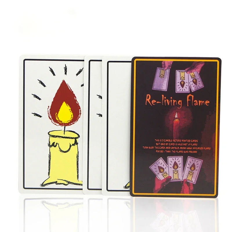 Re-Living Flame Candle Cards Magic Tricks Close Up Street Illusions Gimmicks Mentalism Props Comedy Relighting Candles Card Toys