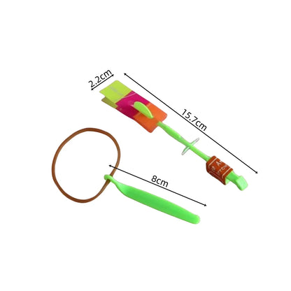 Outdoor Flash Rocket Toy LED Lights Glowing Slingshot Rocket Helicopter Flying Toy Party Fun Gift Rubber Band Ejector Toys
