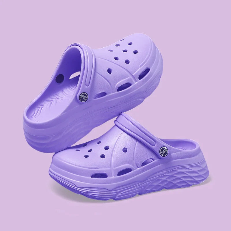 Women's Fashion Platform Sandals Summer 2025 Thick Sole Soft Eva Clogs Garden Shoes for Women Hollow Out Non Slip Beach Sandals