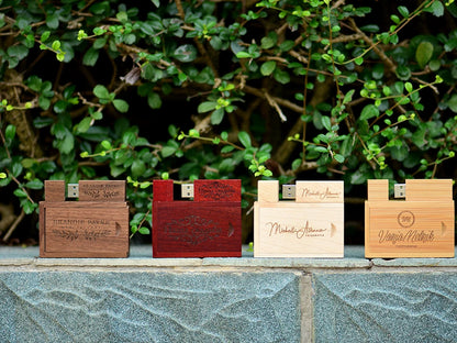 JASTER Free Custom Logo Photography Wedding Gift USB Flash Drive 128GB Wooden 64GB Box Pen Drive Maple Memory Stick 32GB 4G 16GB