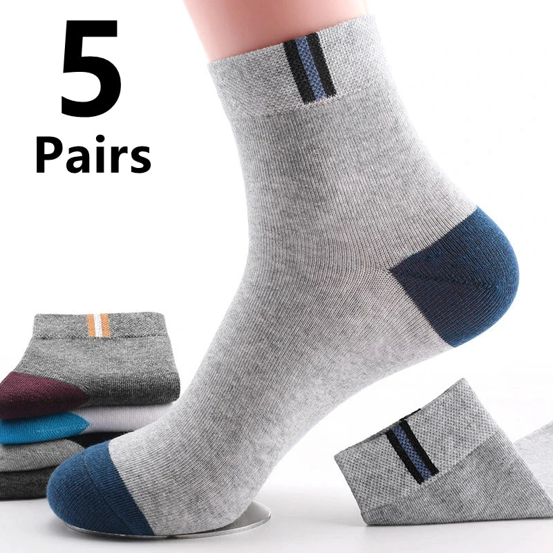 5 Pairs Socks MEN'S Mid-calf Spring and Autumn Sports Sweat Anti-odor MEN'S Socks Thin Sports Socks