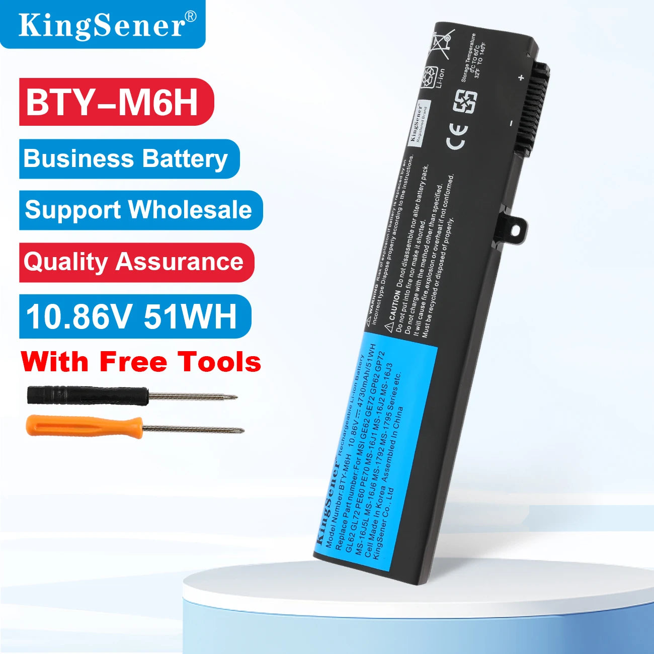 KingSener BTY-M6H Battery For MSI GE62 GE72 GP62 GP72 GL62 GL72 GP62VR GP72VR PE60 PE70 MS-16J2 MS-16J3 MS-16J9 MS-1792 MS-1795