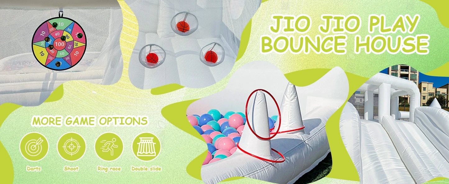 White Bounce House Oxford Bouncy Castle with Two Slides Bounce House for Kids with Large Ball Pits wedding Party Inflatable toys