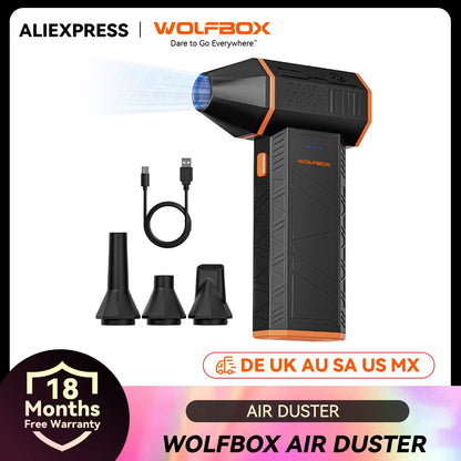 WOLFBOX MF50 Electric Air Duster Air Blower-110000RPM Super Power, Rechargeable 3-Gear Brushless Motor for Car/PC/Home/Outdoor