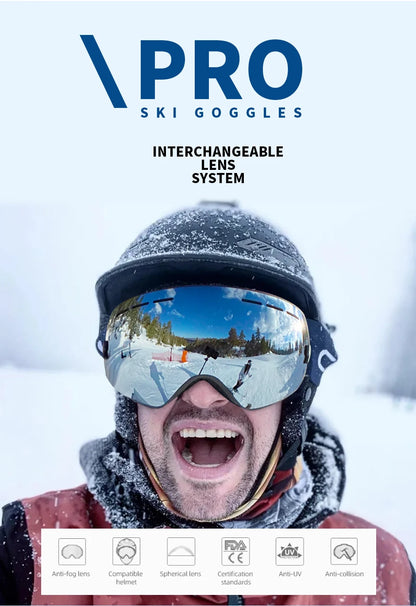 NATFIRE Ski Goggles Double Layers Anti-fog UV400 Snowboard Snow Goggles Snowmobile Glasses Eyewear Outdoor Sport Skiing Googles