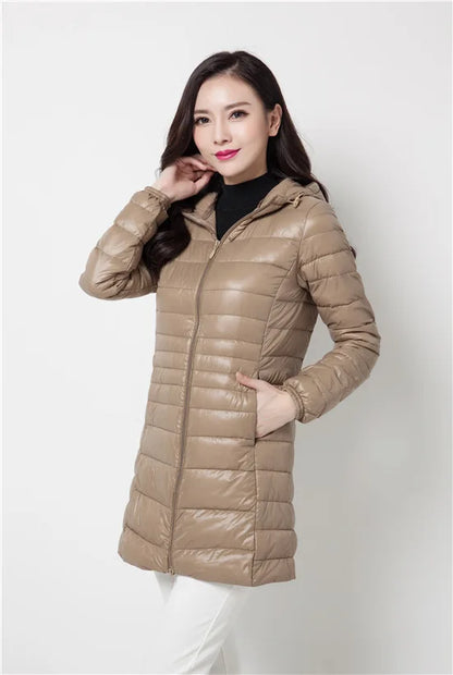 Women Spring/Autumn Ultra Lightweight Quilted Jacket 2023 New Woman Water and Wind-Resistant Big Size women Hoodies coat