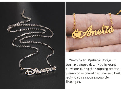 Custom Name Necklace for Women Men Stainless Steel Customized Personalized Arabic Name Choker Chain Jewelry Valentine's Day Gift