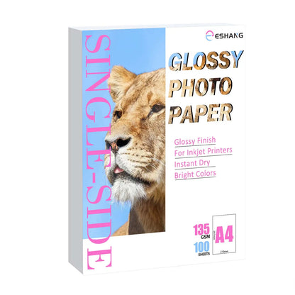 100 Sheets A4 Printable Single Side Photo Paper for Inkjet Printer, Bright Color, Suitable for Photography, Family, Festivals