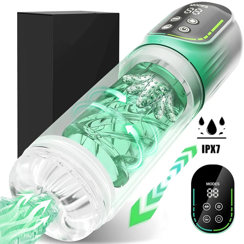 Automatic Male Masturbation Cup Thrusting Rotation Male Masturbator Sucking Licking Vacuum Penis Pump Real Pocket Pussy Sex Toys