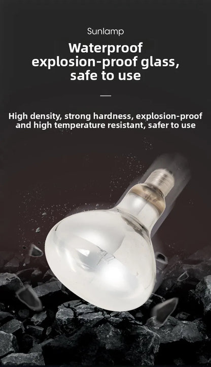 SuperRep Full Spectrum Reptile Sun Lamp - UVA/UVB Heat & Light for Tortoises & Bearded Dragons - Calcium Synthesis Basking Bulb