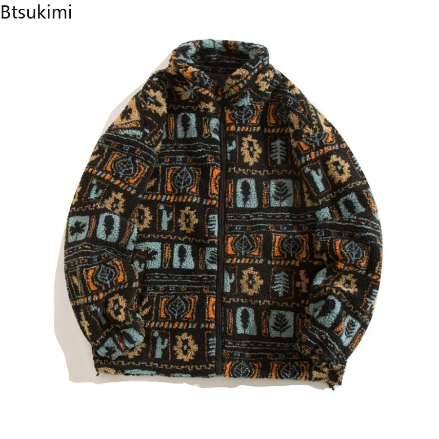 Winter Warm Lambswool Jacket for Men Fashion Stand Collar Zipper Loose Coat 2026 Leisure Hong Kong Style Coats Thickened Jackets