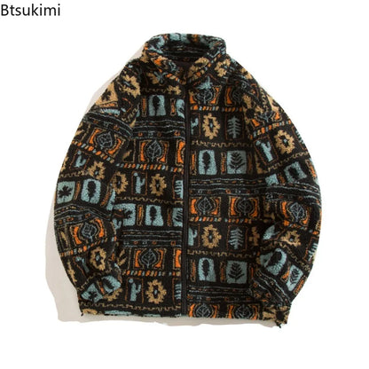 Winter Warm Lambswool Jacket for Men Fashion Stand Collar Zipper Loose Coat 2026 Leisure Hong Kong Style Coats Thickened Jackets