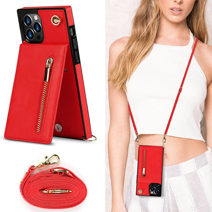 Zipper Wallet for IPhone 17 Air 16 16E 15 14 13 12 11 Pro Max Plus Case with Card Holder Lanyard Strap Crossbody Leather Cover