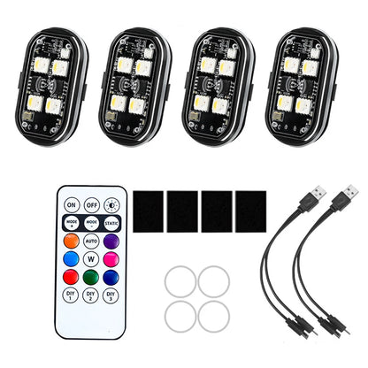 1-8pcs Wireless LED Strobe Lights Car Decor Atmosphere Light 8 Colors Rechargeable Led Lights Anti-Collision LED Warning Light