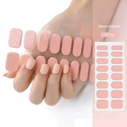 16/22 Tips Semi Cured Gel Nail Stickers for UV Lamp Designer Adhesive Nail Gel Wraps DIY Long-lasting  Nail Decoration