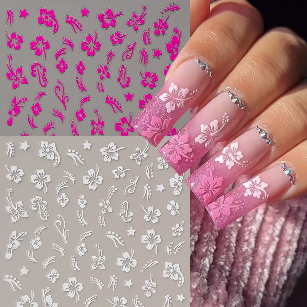 2Sheets French Gradient Line Nail Art Stickers 3D Self-Adhesive White+Black Slider Design Stencil Manicure Guides DIY Nail Decor