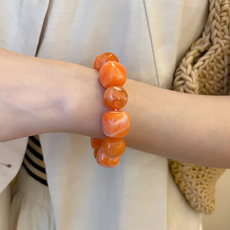 Acrylic Irregular Square Round Beaded Bracelet for Women European and American Simple Bracelet Korean Fashion Hand Accessories