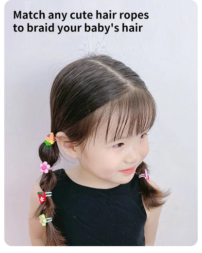 40Pcs/Set Colorful Flower Animal Girls Hairbands Sweet Fruit Elastic Hair Ropes Scrunchies Kids Hair Ties